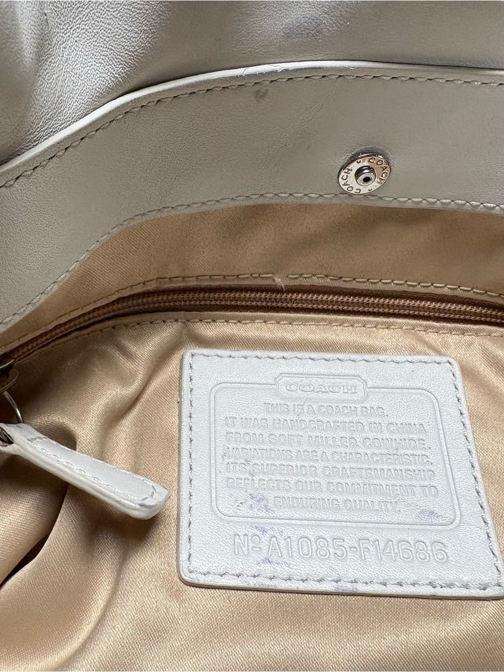 Coach Penelope White Ivory Pebble Leather Handbag purse - Picture 6 of 6